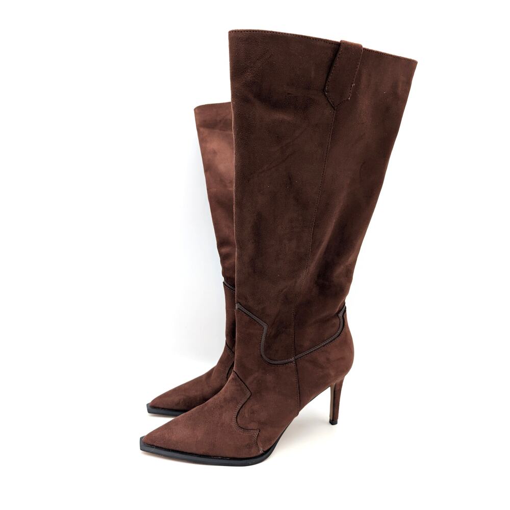 Steven by Steve Madden Lanza Heel Boots Womens Brown Microfiber Size US7.5 EU38